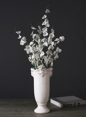 欧式狮头浮雕白色创意陶瓷花瓶客厅玄关电视柜家居摆件甩卖包邮