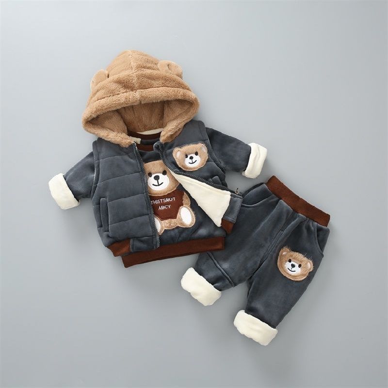 童装女宝宝秋冬三件套装洋气0-1-2-3岁婴儿加绒加厚男童冬装卫衣4