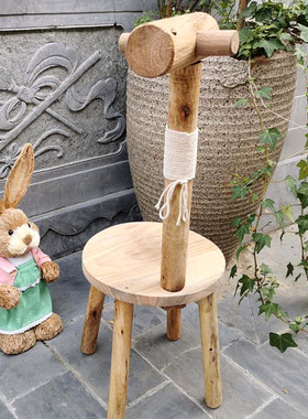 实木小鹿创意个性小凳子花架阳台花园庭院装饰幼儿园装饰摆件