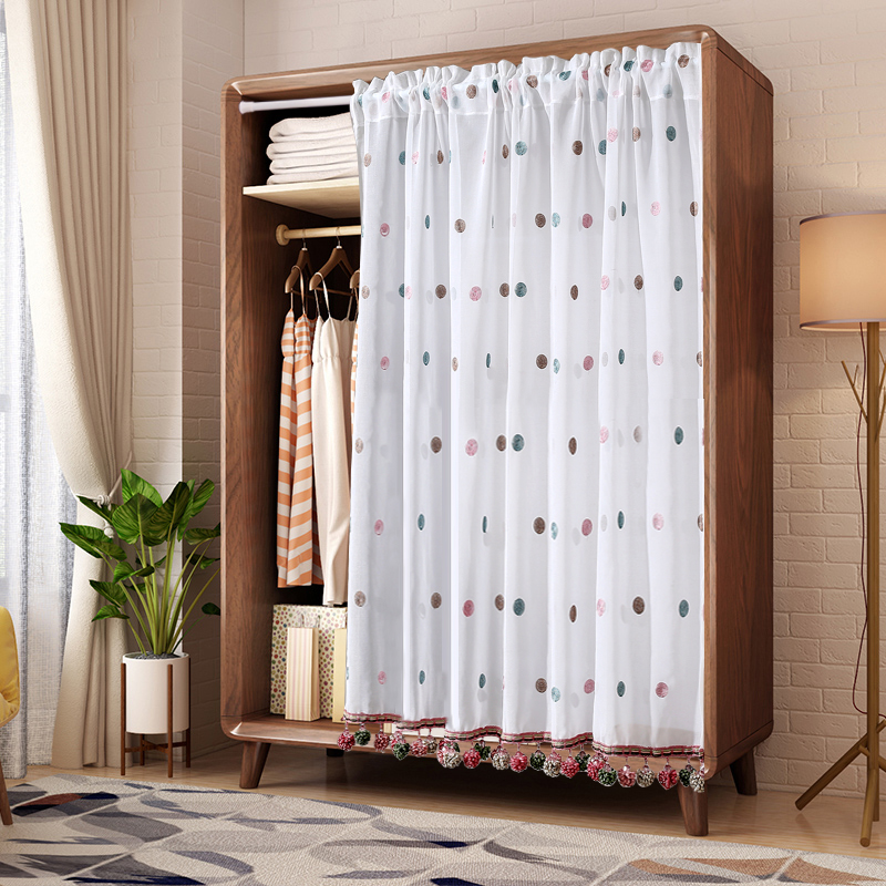开放衣柜遮挡拉帘自粘式厨柜阳台防尘遮丑纱帘装饰隔断免打孔半帘