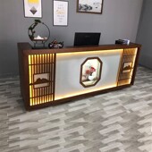 新中式 古典复古收银台小型店铺养生馆前台接待台足浴店美容院吧台