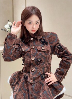 复古宫廷风高贵气质提花外套上衣/短半裙/长半裙套装GZJ68107