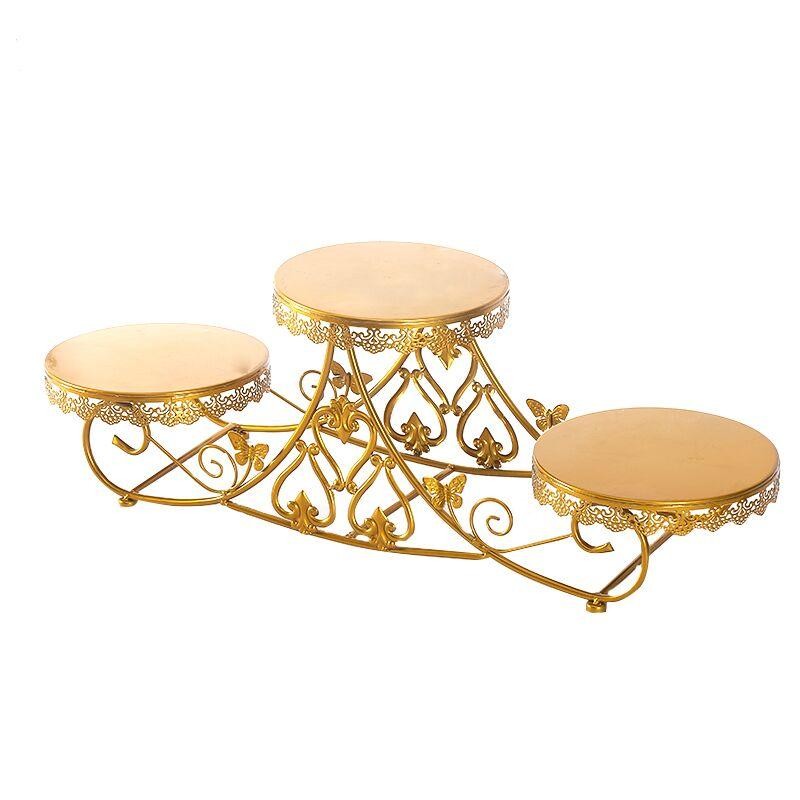 创意欧式铁艺蕾丝三层生日蛋糕架子婚庆多层点心架展示台甜品托盘