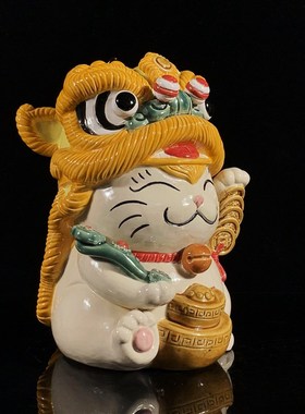 石湾公仔陶瓷招财猫摆件家居装饰客厅中式钱罐摆设乔迁新居生日礼