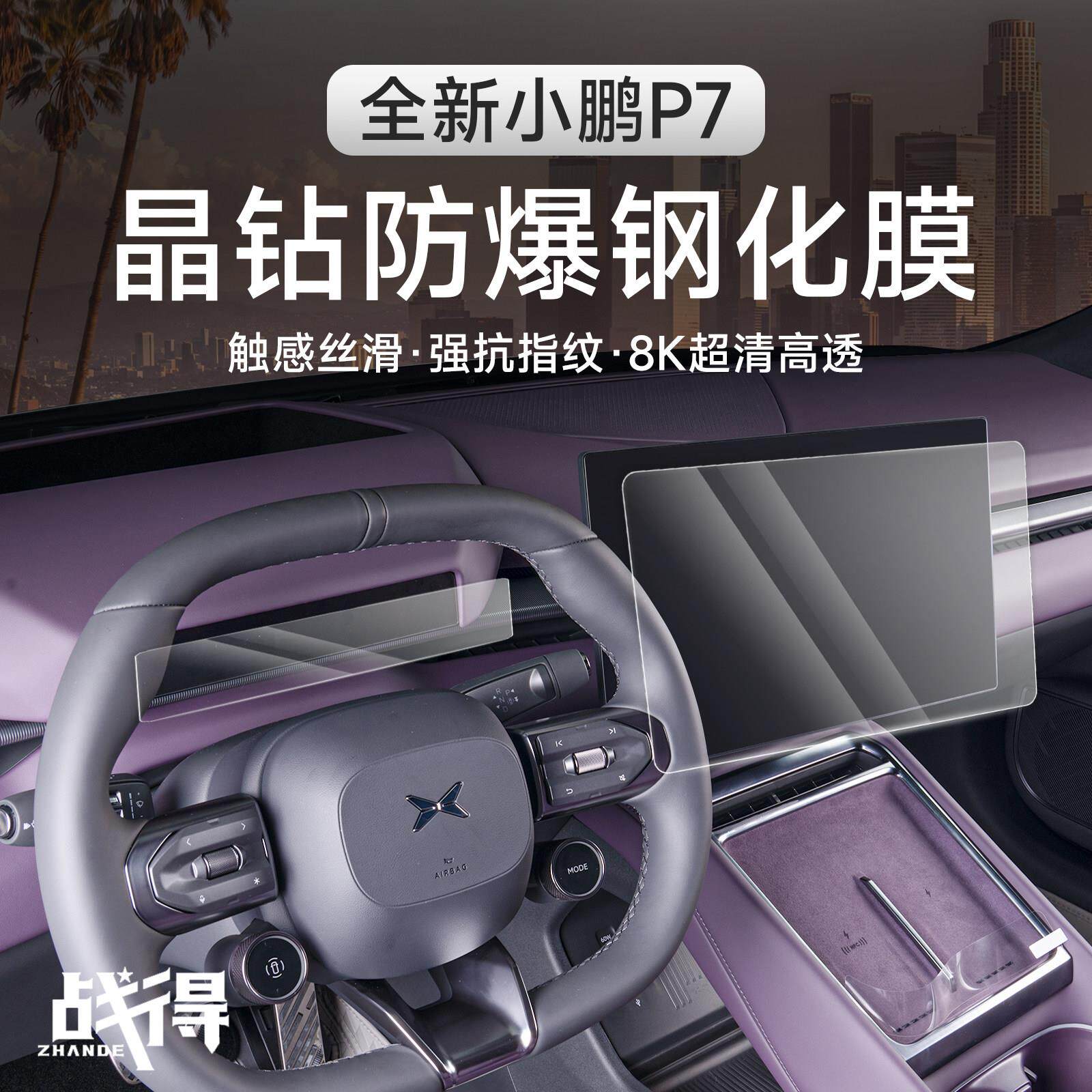适用于25款全新小鹏P7导航仪表台钢化膜防刮膜内饰用品改装配件