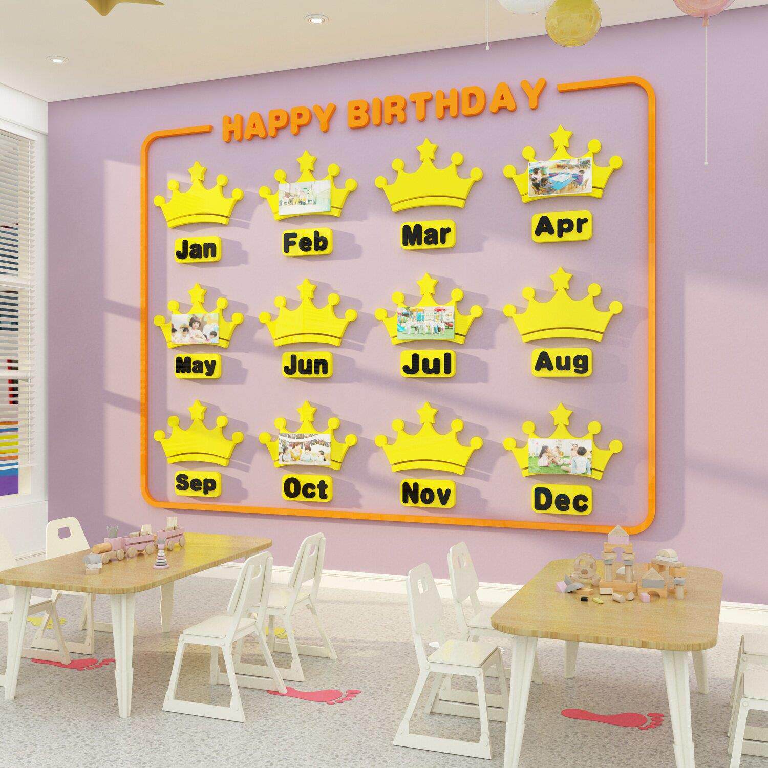 幼儿园墙面装饰环创主题成品班级文化生日照片布置课教室壁报贴纸