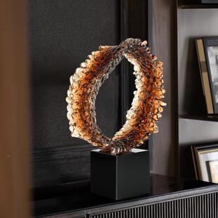 新式树脂圆环摆件厅酒店售中楼处客厅RD7349别墅玄关隔展断书饰柜