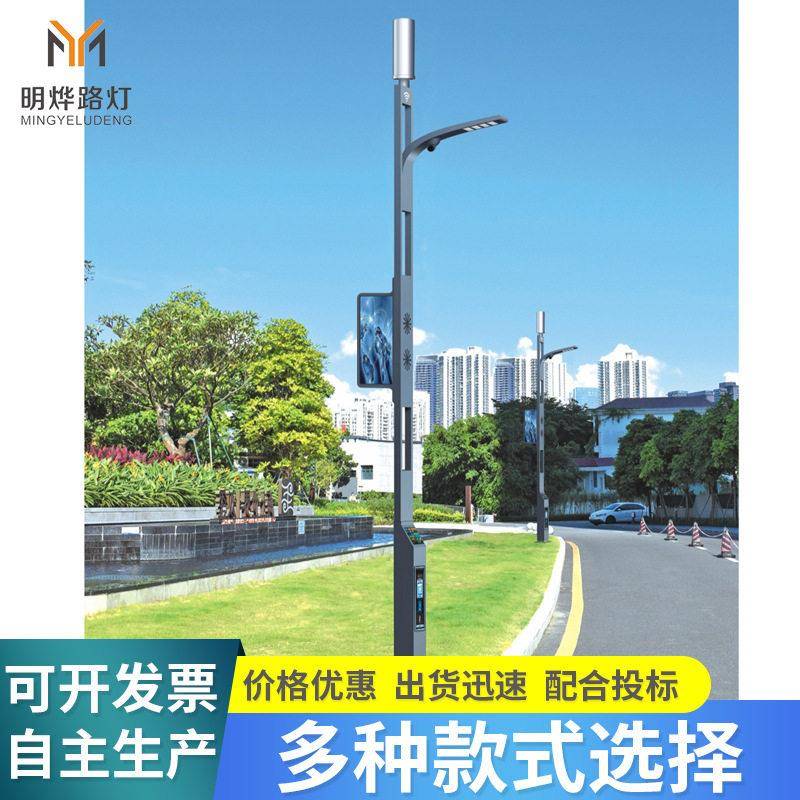 八位一体多功能DHEL智慧路E灯带监控显示器L路灯一键报警智慧路灯