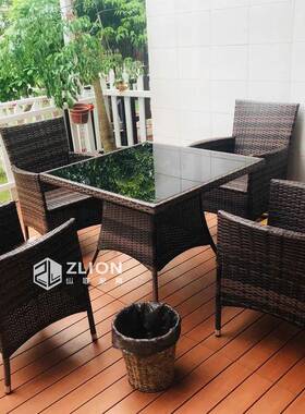 户外椅阳台藤椅三编件套室外露桌五天藤64974椅子茶几组合庭院休