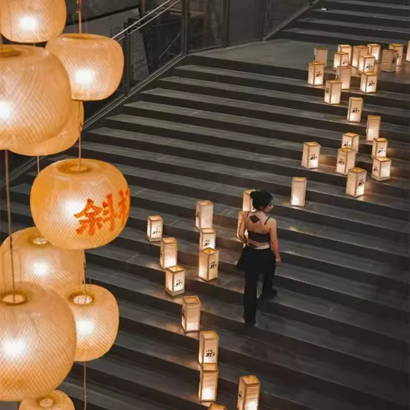 古风竹编油纸灯笼可印字餐厅