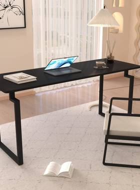 25641长条公桌办脑桌电桌莫比恩岩板油书桌双人奶风白色法式简约