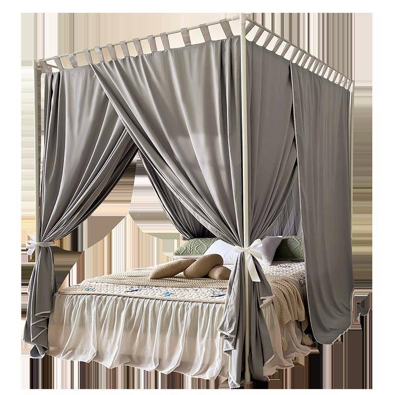 支V3FP可家用遮光蚊F768798H帐风床帘卧室一体床布幔保暖架落地穿