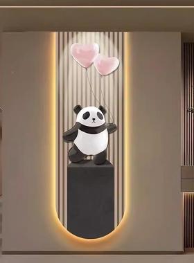 奶油风卡通熊装ZMZ猫玄关饰画细厅窄长条挂入户走廊过画道餐墙壁