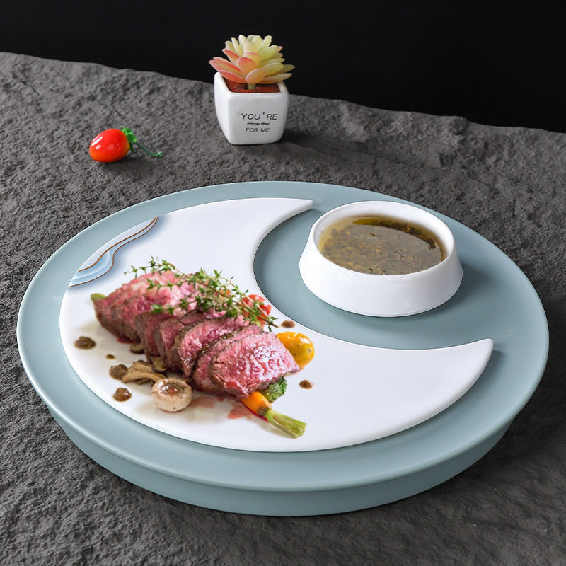 密胺酒店餐具意境菜盘餐盘圆形盘子商用饭店塑料平底冷菜摆盘套装