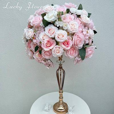 新12321款仿真绣放球玫瑰花球桌西式婚餐装饰橱窗展厅摆布礼置花