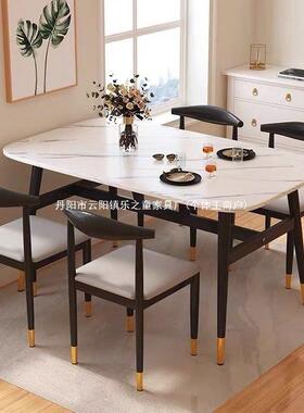 轻奢店仿大理商用餐桌方形饭桌CZP石靠墙出租房酒面馆长餐饮桌椅