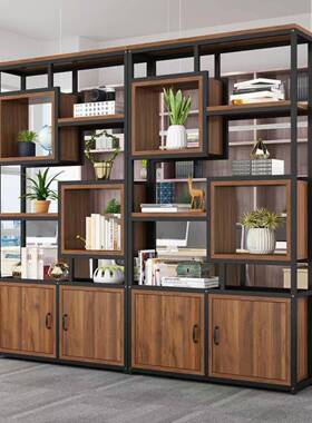 书架风落简地约多层书柜公室现代屏花架客厅铁艺隔断墙置办97628