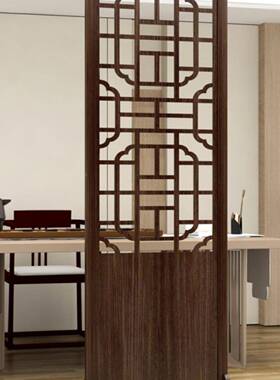新中式FS757527屏风断客厅折叠移障动实卧木隔中国风入户室镂空屏