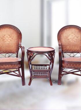 阳藤椅三件套组茶几34801休台闲客厅合老人家用现代简约藤真编家