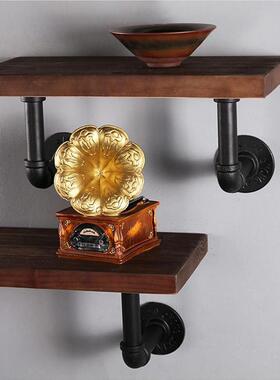 铁艺水墙上FY-01985置物架复古管壁实挂木墙壁层板书架一字隔板花