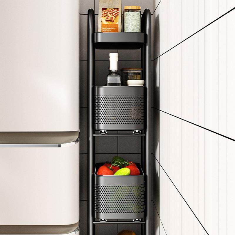 厨极窄冰箱夹缝置物架车家用极简小推果纳蔬抽拉柜房多层极窄冰箱