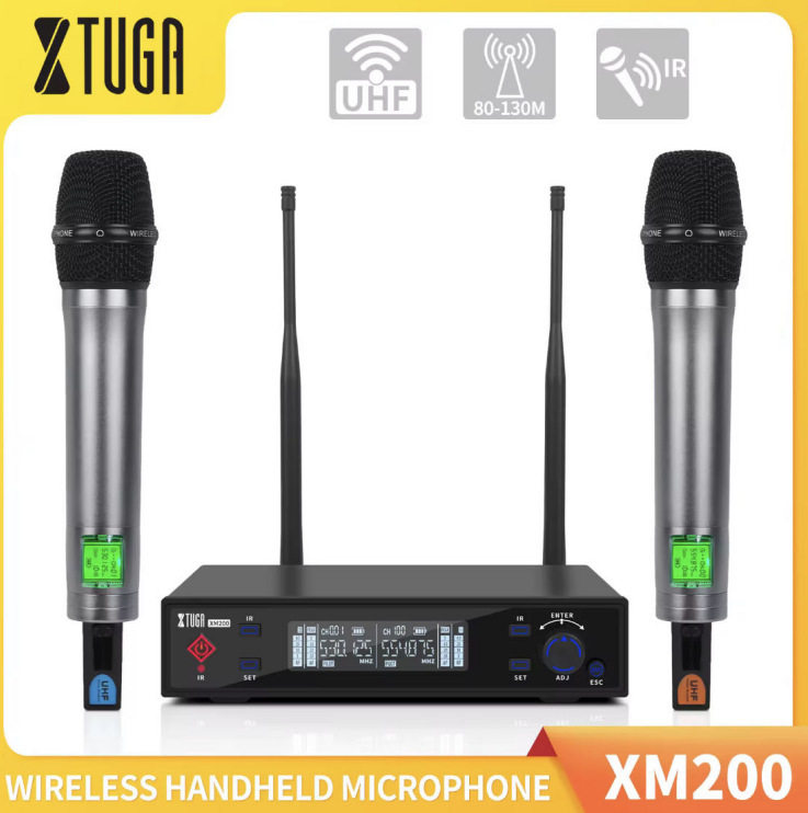 XTUGA无线手持麦克风真分集舞台不断频户外音响充电话筒XM200