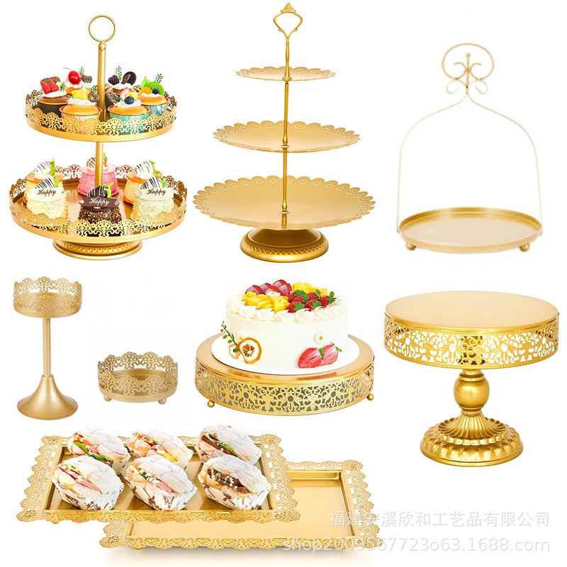 欧式金色镂空蛋糕架婚庆甜品台