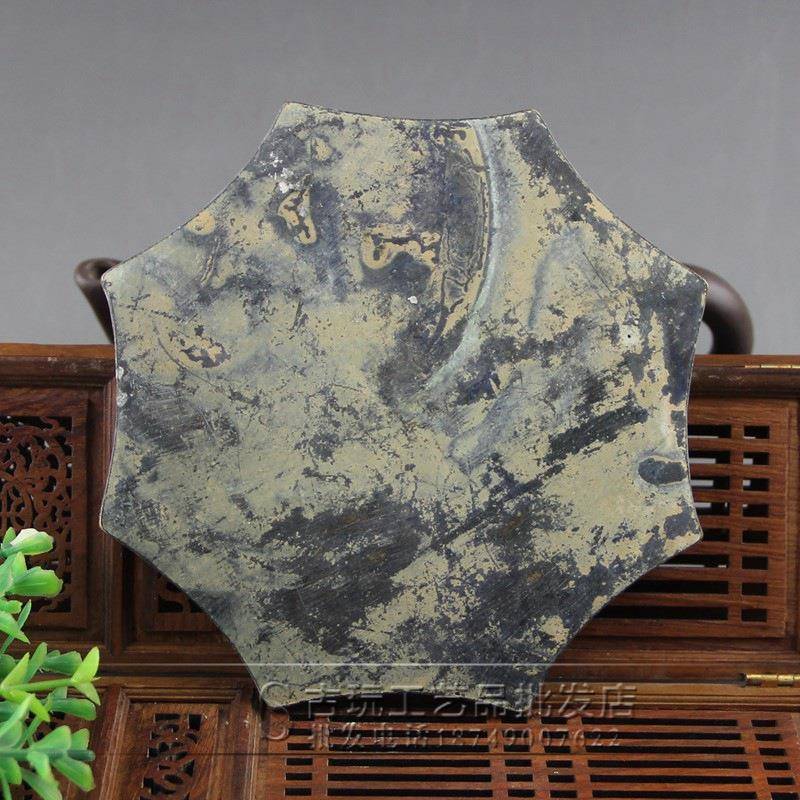 铜器摆厂家现货做旧青古玩装品饰复古铜做件旧花边形YX-M-093铜镜