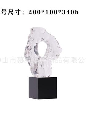 969件意新中式现代透明树脂摆假山石盆景茶几书桌创玄关家居饰品