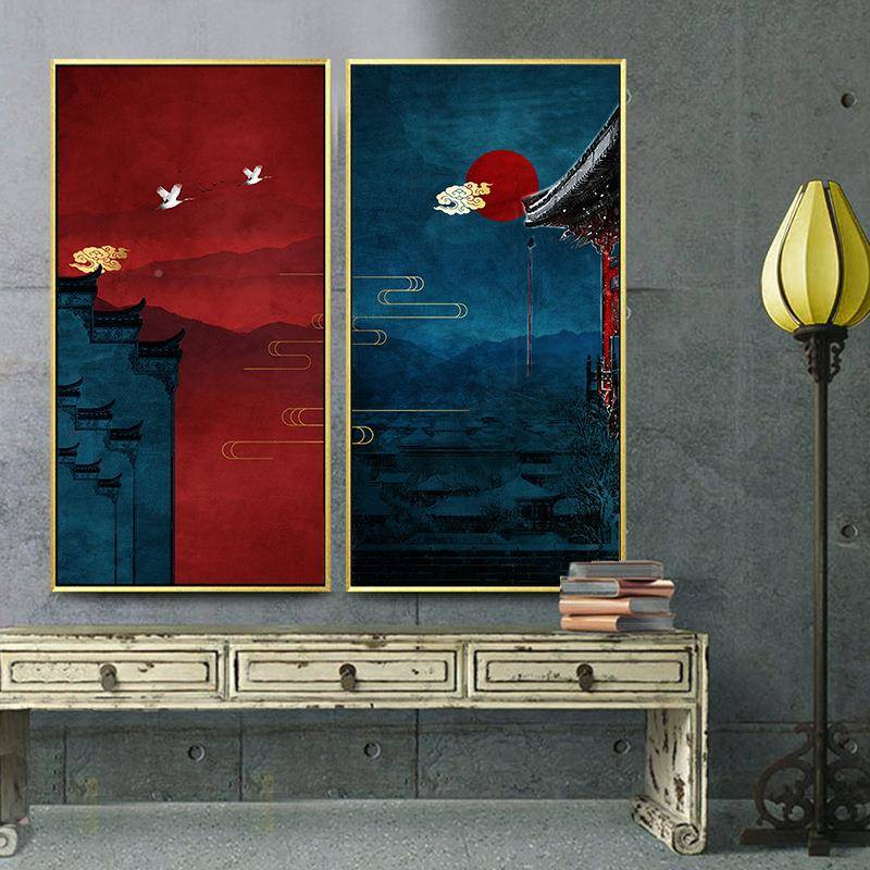 徵派联新中式装饰画832客厅玄关走廊沙发背景壁室房画书茶两组合