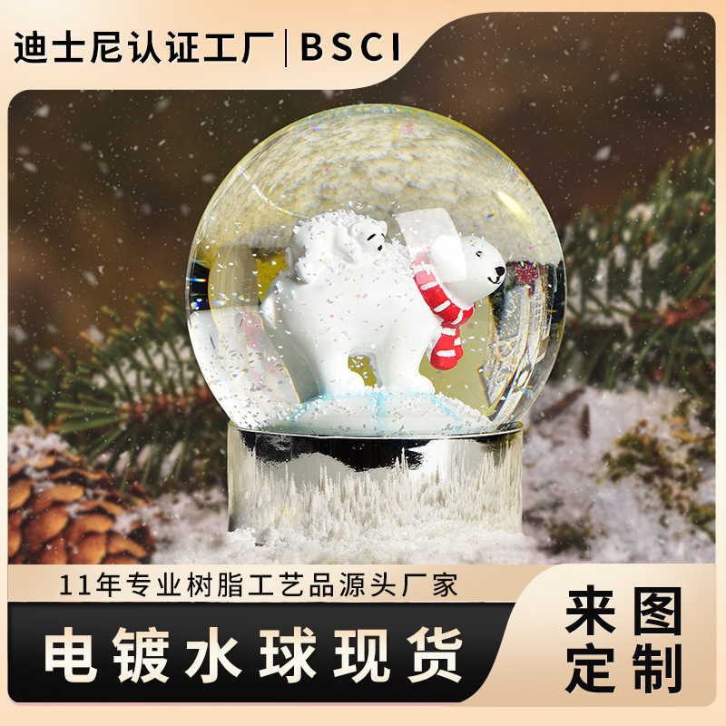 树脂圣诞雪人水晶球摆件