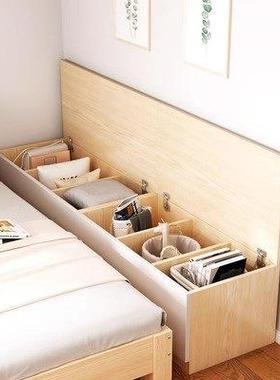 榻子榻米拼接床自箱收纳单人床48823由组储物合箱木箱拼床床单人