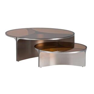 轻奢钢玻璃化爆款样圆房形茶ACG几意式简约现代家用设计师板网红