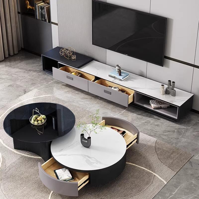 轻奢岩E65板茶几电视柜组物合现代简约小客型厅家用大户储意式茶