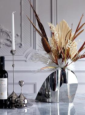 现代轻奢两用花金属不锈39750器玄钢创花瓶别墅酒店客厅意关红酒