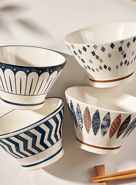 斗饭碗家用高28J81nn6N02笠5新款陶瓷吃饭碗个人专用脚面5英寸小