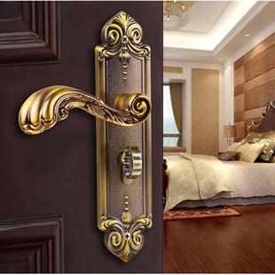 基亚锁业欧式黄古铜锌合金室内门音门锁实木房静间室锁JY007执手
