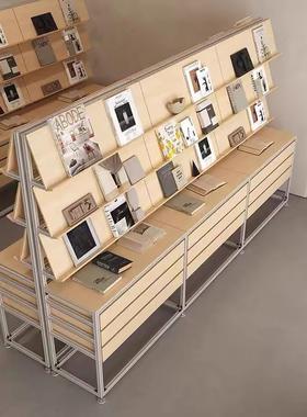 铝木型材展jz-03270示货架桦海洋板工业风收纳展览架书层抽屉多样