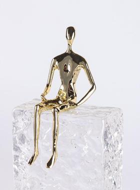 抽象奢ZYZ艺术坐人轻摆件样板物房客厅家居玄关电视酒柜水晶装饰