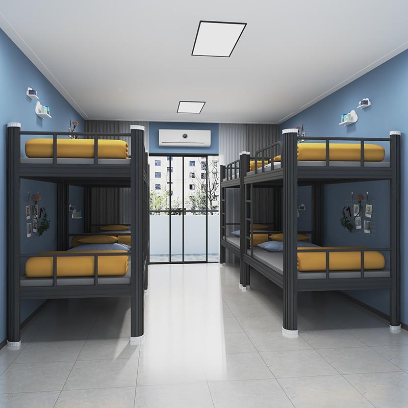 加厚钢制铺公寓床学校寝室宿舍加高护栏双上层10工带下床板员高低