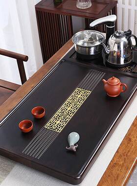 木茶实木黑檀木全带烧水盘80052壶茶台一体自动电款茶具套装家用