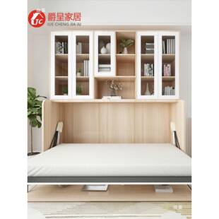 书房多能隐形床书桌书柜旋床转侧翻折床衣柜一NRI体叠功式五金墨