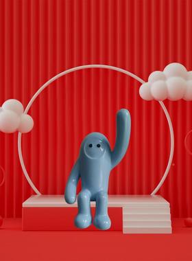 创意装饰树人脂工艺玄关电视柜公家居桌面摆件可HI你好爱品卡通物