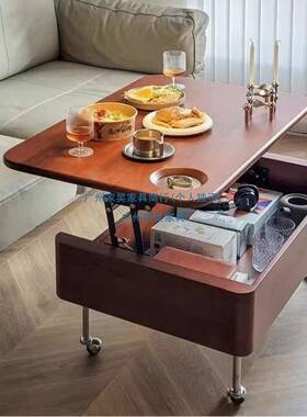 可动现代约RIZ古风升降茶几木桌移客厅小桌子家用简多现功能代小