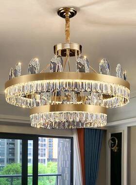 水晶灯现代简轻奢高别档墅复式楼奢华大气68108创约意圆形客厅大