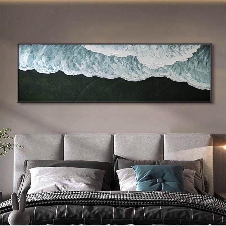 海卧室客装画饰画抽象艺41102术厅壁黑白肌浪理画现代简约主卧床