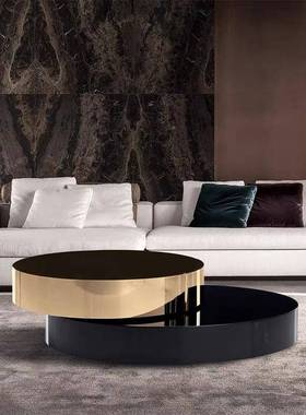 轻奢旋茶98221几现代伸红简约客转厅缩创意圆形组合大小户型网茶