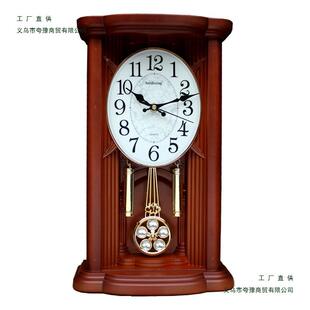 座钟客中式打点报F958HJ79古时台钟卧室静音石英钟欧式复摆钟坐厅