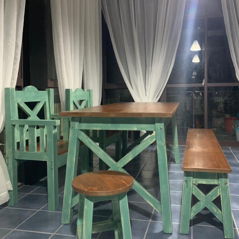 实木椅用凳组合桌饮餐店花店包花桌子工作台饭店吃饭桌390子家地