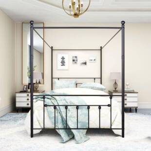 架子床宫廷四铁艺公床主家柱卧主62851铁架蚊帐床单人天蓬床